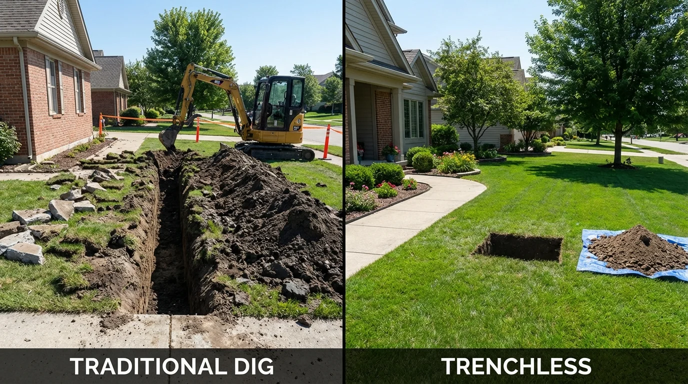 Trenchless sewer repair with minimal yard damage versus traditional excavation in Helena, MT